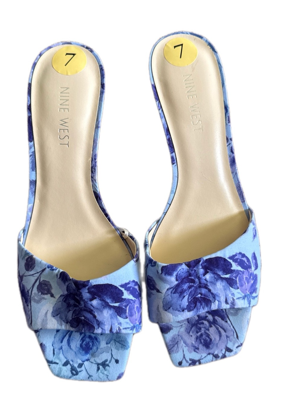 Nine West Blue Floral Slip-On Mules